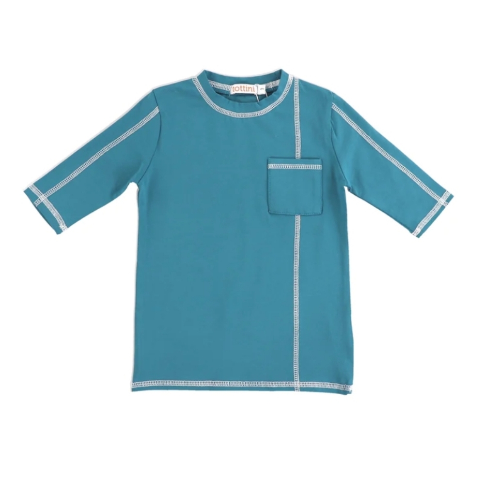 Teal Girls Contrast Stitch Tee Size 12 Summer Modest 3/4 sleeve t-shirt Kids New